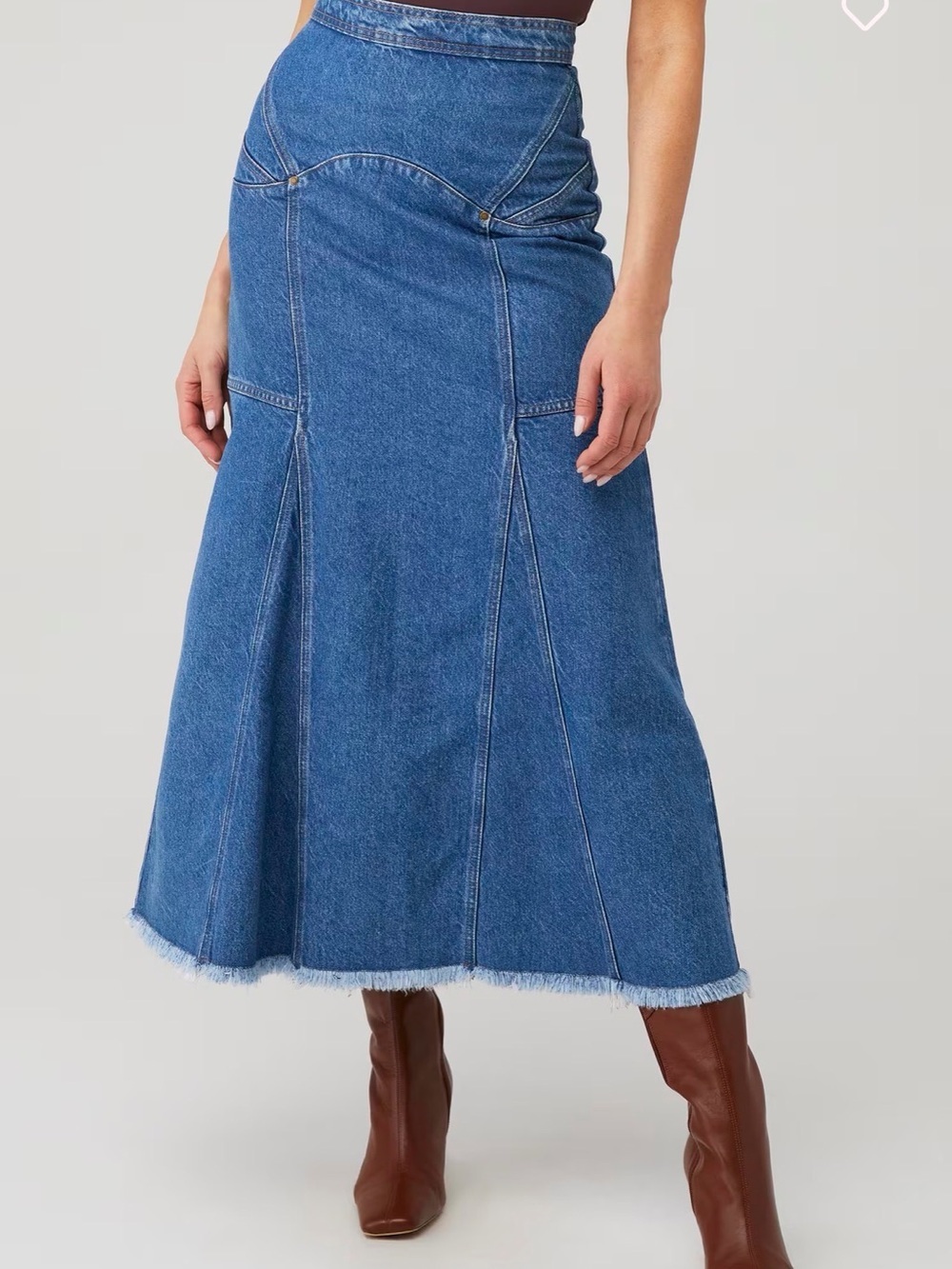 Spell Muse Denim Maxi Skirt XS 💙✨ Raw Hem Inky Blue